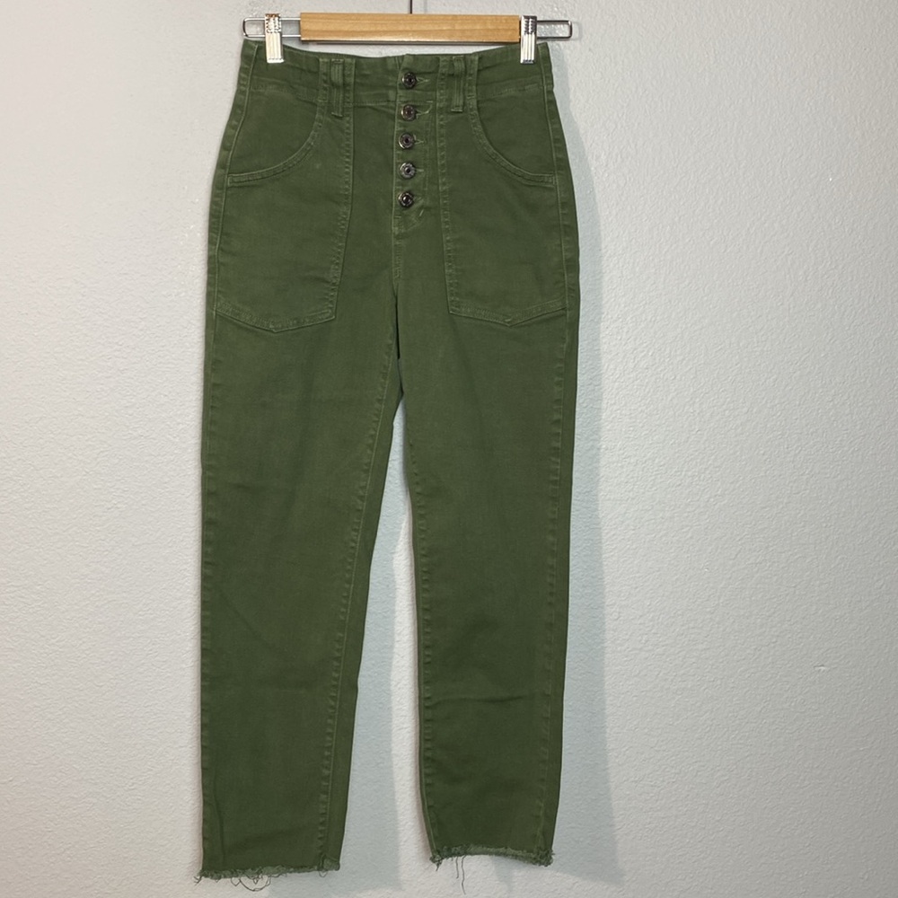 Veronica Beard Jeans Arya Straight High Rise Green